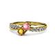 1 - Nicia Pink Tourmaline and Citrine with Side Diamonds Bypass Ring 