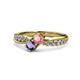 1 - Nicia Pink Tourmaline and Iolite with Side Diamonds Bypass Ring 