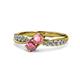 1 - Nicia Pink Tourmaline and Rhodolite Garnet with Side Diamonds Bypass Ring 