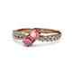 1 - Nicia Pink Tourmaline and Rhodolite Garnet with Side Diamonds Bypass Ring 