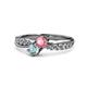 1 - Nicia Pink Tourmaline and Aquamarine with Side Diamonds Bypass Ring 