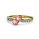 1 - Nicia Pink Tourmaline with Side Diamonds Bypass Ring 
