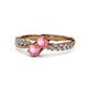 1 - Nicia Pink Tourmaline with Side Diamonds Bypass Ring 