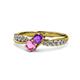 1 - Nicia Amethyst and Pink Sapphire with Side Diamonds Bypass Ring 