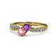 1 - Nicia Amethyst and Pink Tourmaline with Side Diamonds Bypass Ring 