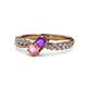 1 - Nicia Amethyst and Pink Tourmaline with Side Diamonds Bypass Ring 