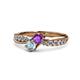 1 - Nicia Amethyst and Aquamarine with Side Diamonds Bypass Ring 
