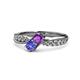 1 - Nicia Amethyst and Tanzanite with Side Diamonds Bypass Ring 
