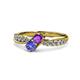 1 - Nicia Amethyst and Tanzanite with Side Diamonds Bypass Ring 