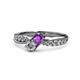 1 - Nicia Amethyst and Diamond with Side Diamonds Bypass Ring 