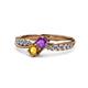 1 - Nicia Amethyst and Citrine with Side Diamonds Bypass Ring 