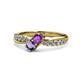 1 - Nicia Amethyst and Iolite with Side Diamonds Bypass Ring 
