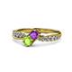 1 - Nicia Amethyst and Peridot with Side Diamonds Bypass Ring 