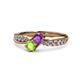 1 - Nicia Amethyst and Peridot with Side Diamonds Bypass Ring 