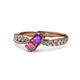 1 - Nicia Amethyst and Rhodolite Garnet with Side Diamonds Bypass Ring 