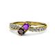 1 - Nicia Amethyst and Red Garnet with Side Diamonds Bypass Ring 