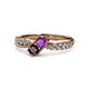 1 - Nicia Amethyst and Red Garnet with Side Diamonds Bypass Ring 