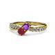 1 - Nicia Amethyst and Ruby with Side Diamonds Bypass Ring 