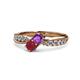 1 - Nicia Amethyst and Ruby with Side Diamonds Bypass Ring 