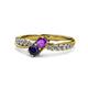 1 - Nicia Amethyst and Blue Sapphire with Side Diamonds Bypass Ring 