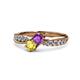 1 - Nicia Amethyst and Yellow Sapphire with Side Diamonds Bypass Ring 