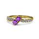 1 - Nicia Amethyst with Side Diamonds Bypass Ring 