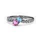 1 - Nicia Blue Topaz and Pink Sapphire with Side Diamonds Bypass Ring 