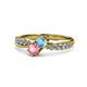 1 - Nicia Blue Topaz and Pink Tourmaline with Side Diamonds Bypass Ring 