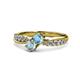 1 - Nicia Blue Topaz and Aquamarine with Side Diamonds Bypass Ring 