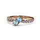 1 - Nicia Blue Topaz and Aquamarine with Side Diamonds Bypass Ring 