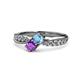 1 - Nicia Blue Topaz and Amethyst with Side Diamonds Bypass Ring 