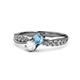 1 - Nicia Blue Topaz and White Sapphire with Side Diamonds Bypass Ring 
