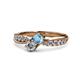 1 - Nicia Blue Topaz and Diamond with Side Diamonds Bypass Ring 
