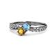 1 - Nicia Blue Topaz and Citrine with Side Diamonds Bypass Ring 