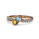 1 - Nicia Blue Topaz and Citrine with Side Diamonds Bypass Ring 