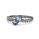 1 - Nicia Blue Topaz and Iolite with Side Diamonds Bypass Ring 