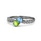 1 - Nicia Blue Topaz and Peridot with Side Diamonds Bypass Ring 
