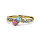 1 - Nicia Blue Topaz and Rhodolite Garnet with Side Diamonds Bypass Ring 