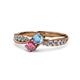 1 - Nicia Blue Topaz and Rhodolite Garnet with Side Diamonds Bypass Ring 