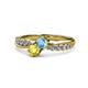 1 - Nicia Blue Topaz and Yellow Sapphire with Side Diamonds Bypass Ring 