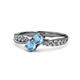 1 - Nicia Blue Topaz with Side Diamonds Bypass Ring 