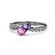 1 - Nicia Iolite and Pink Sapphire with Side Diamonds Bypass Ring 