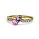 1 - Nicia Iolite and Pink Sapphire with Side Diamonds Bypass Ring 