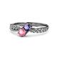 1 - Nicia Iolite and Pink Tourmaline with Side Diamonds Bypass Ring 