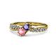 1 - Nicia Iolite and Pink Tourmaline with Side Diamonds Bypass Ring 