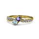 1 - Nicia Iolite and Aquamarine with Side Diamonds Bypass Ring 