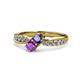 1 - Nicia Iolite and Amethyst with Side Diamonds Bypass Ring 