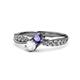 1 - Nicia Iolite and White Sapphire with Side Diamonds Bypass Ring 