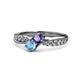 1 - Nicia Iolite and Blue Topaz with Side Diamonds Bypass Ring 