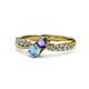 1 - Nicia Iolite and Blue Topaz with Side Diamonds Bypass Ring 